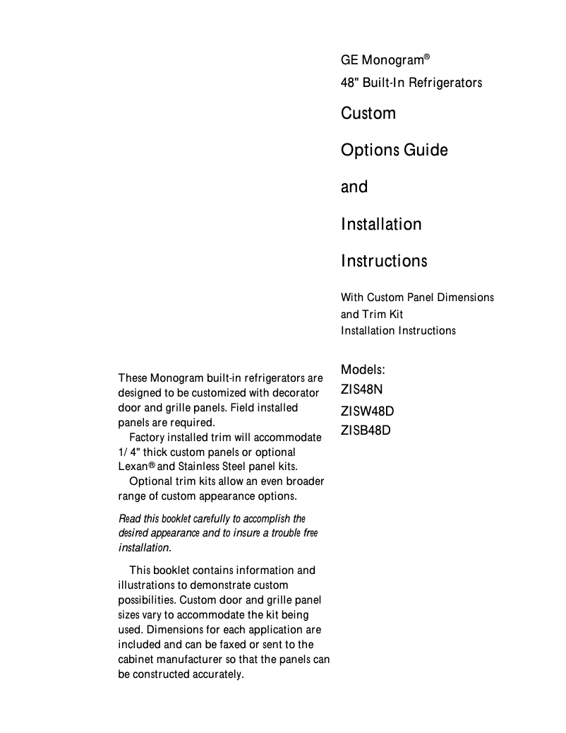 Página 1 del manual Manual de usuario GE ZKHSS1