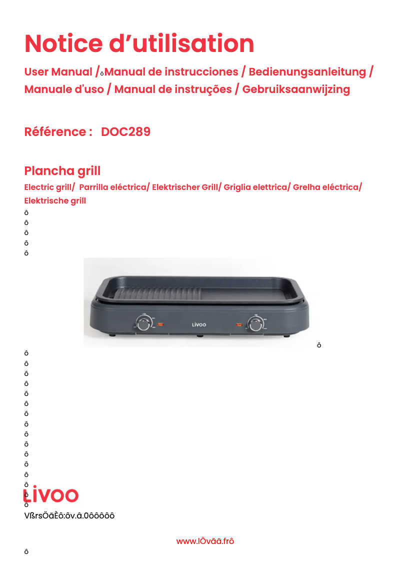 Page 1 de la notice Manuel utilisateur Livoo DOC289