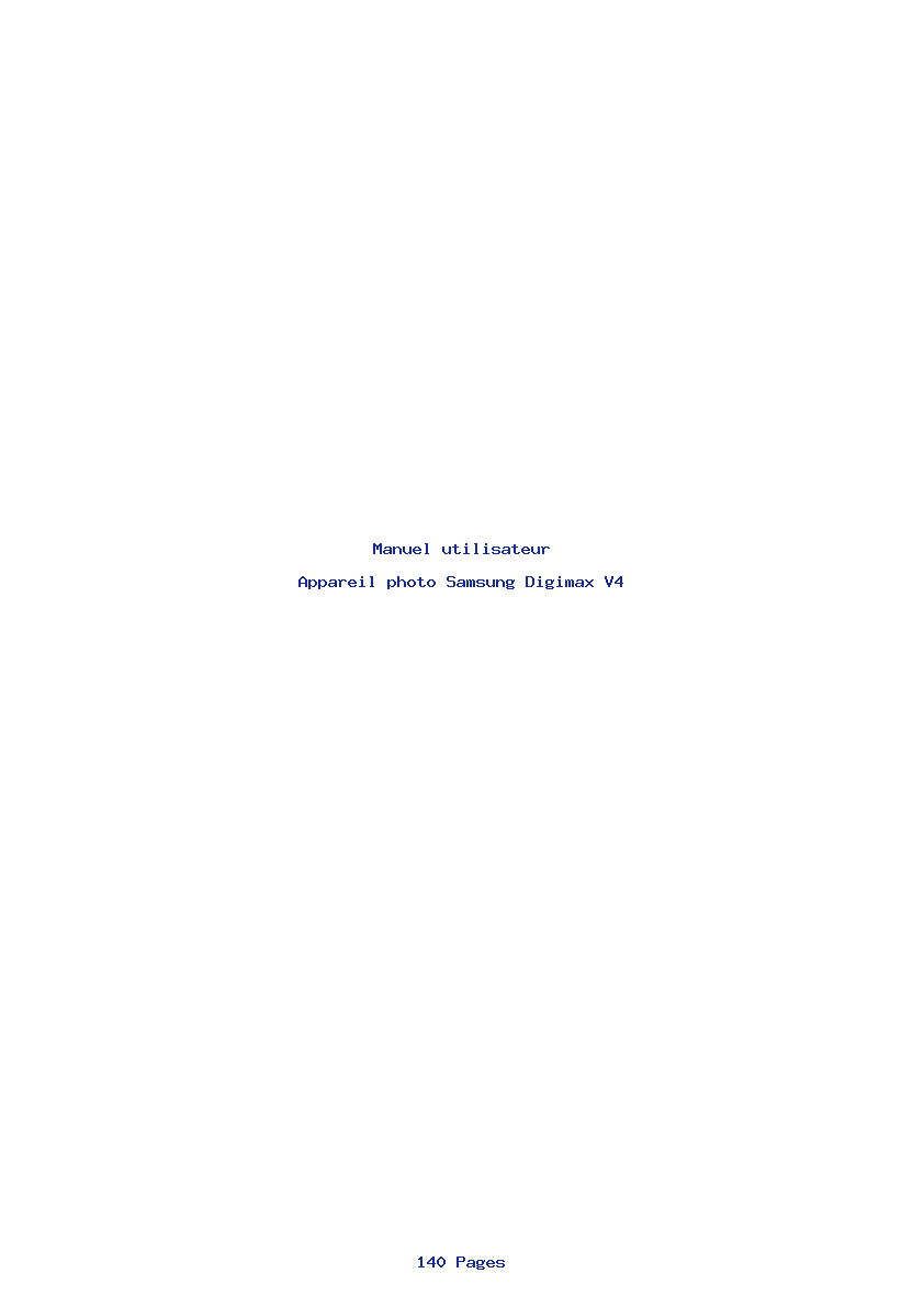 Page 1 de la notice Manuel utilisateur Samsung Digimax V4