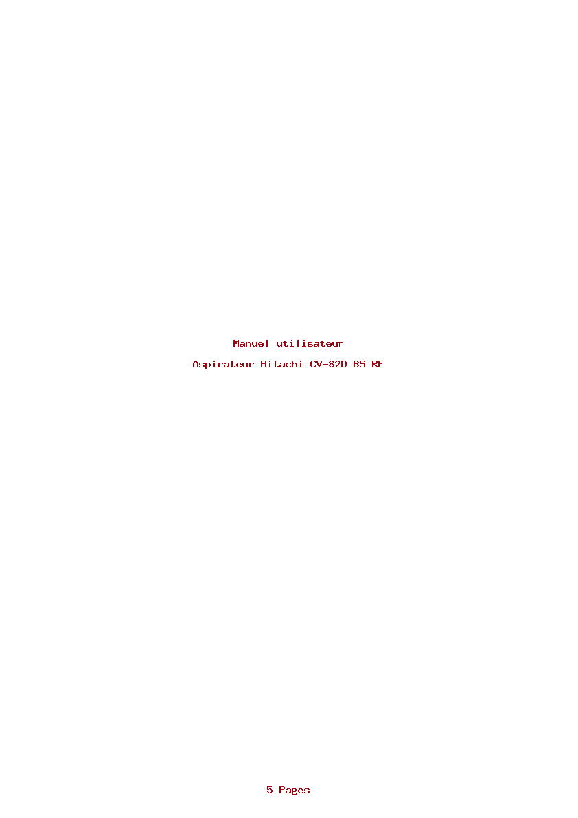 Page 1 de la notice Manuel utilisateur Hitachi CV-82D BS RE