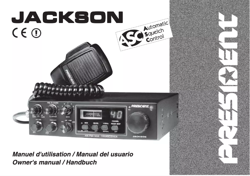 Page 1 de la notice Manuel utilisateur President Jackson