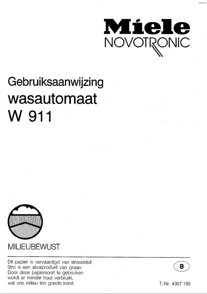 Page 1 de la notice Manuel utilisateur Miele W 911