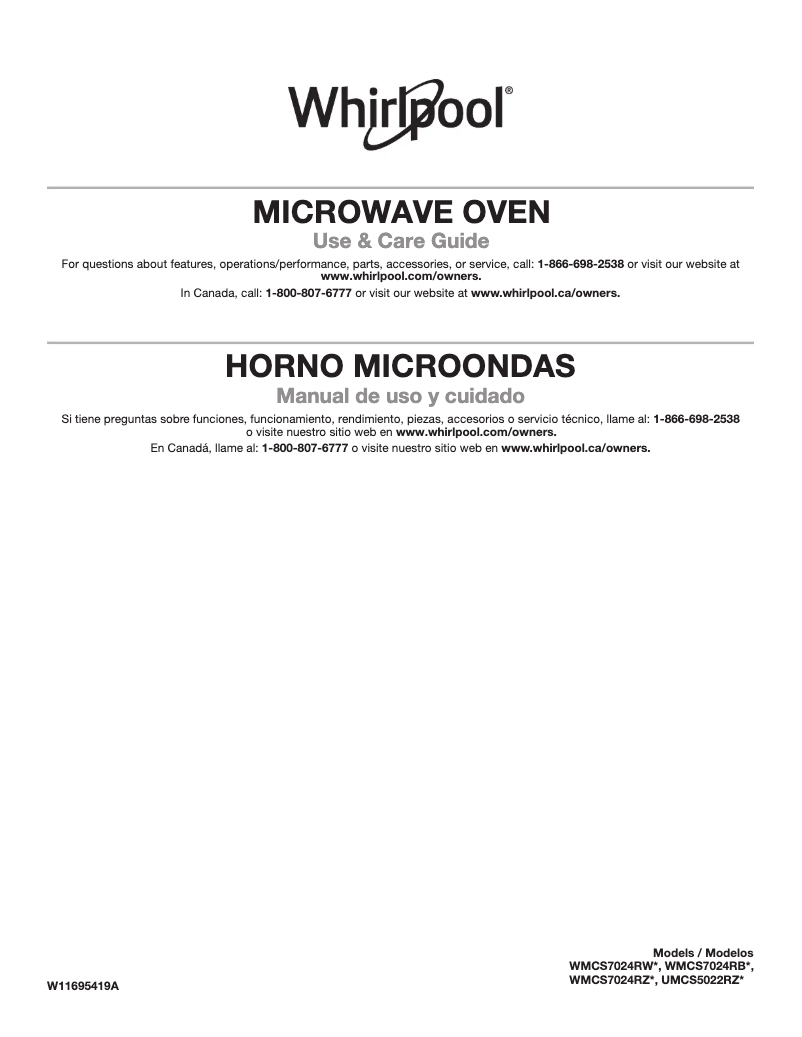 Página 1 del manual Manual de usuario Whirlpool WMCS7024RZ