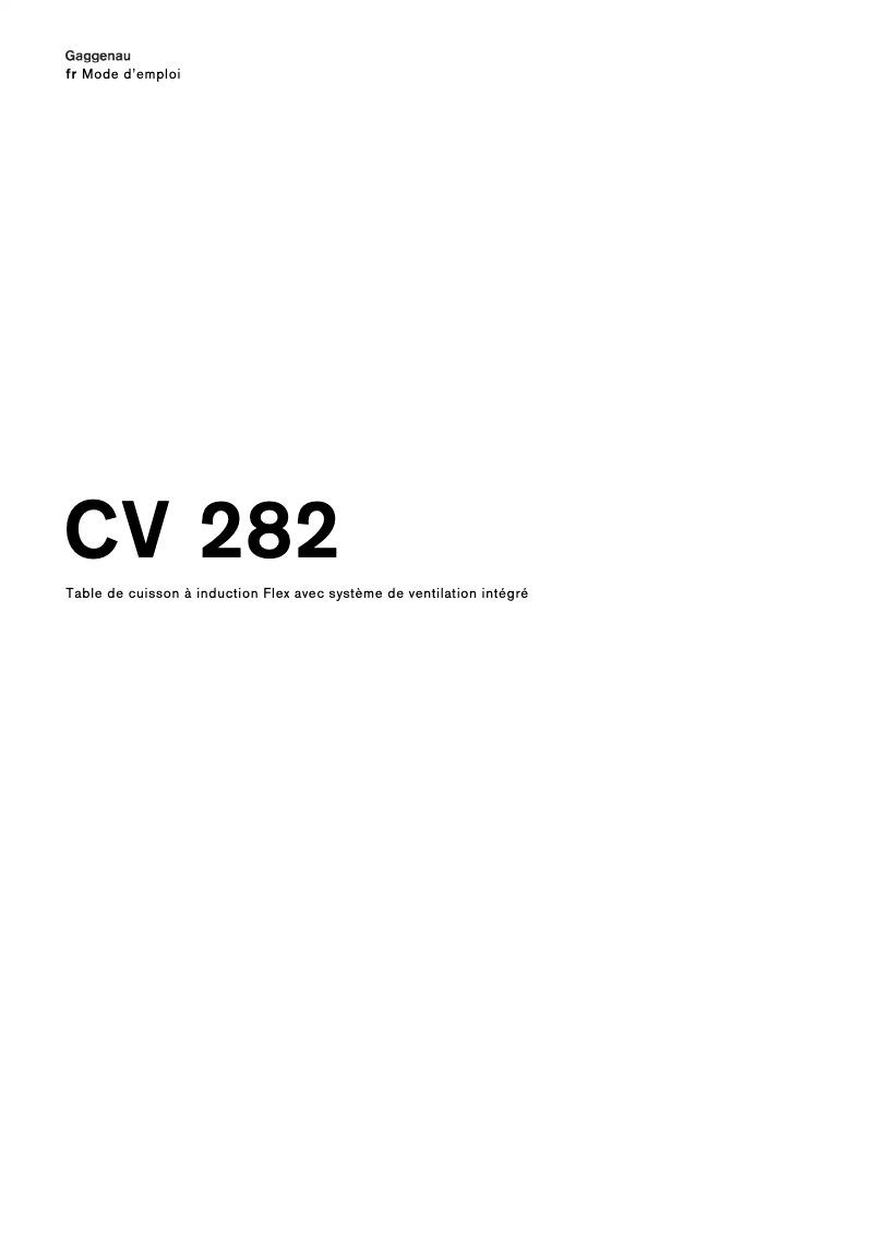 Page 1 of the manual User Manual Gaggenau CV282101