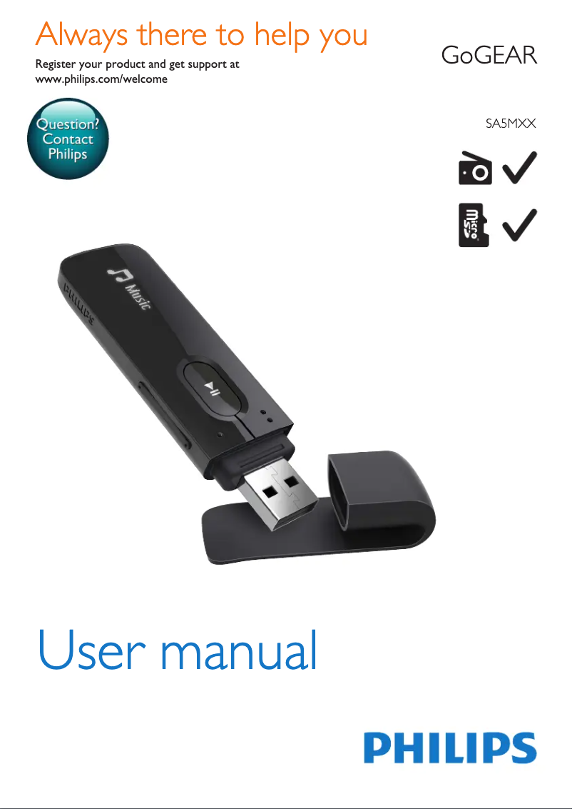 Page 1 de la notice Manuel utilisateur Philips GoGear SA5MXX04PFC