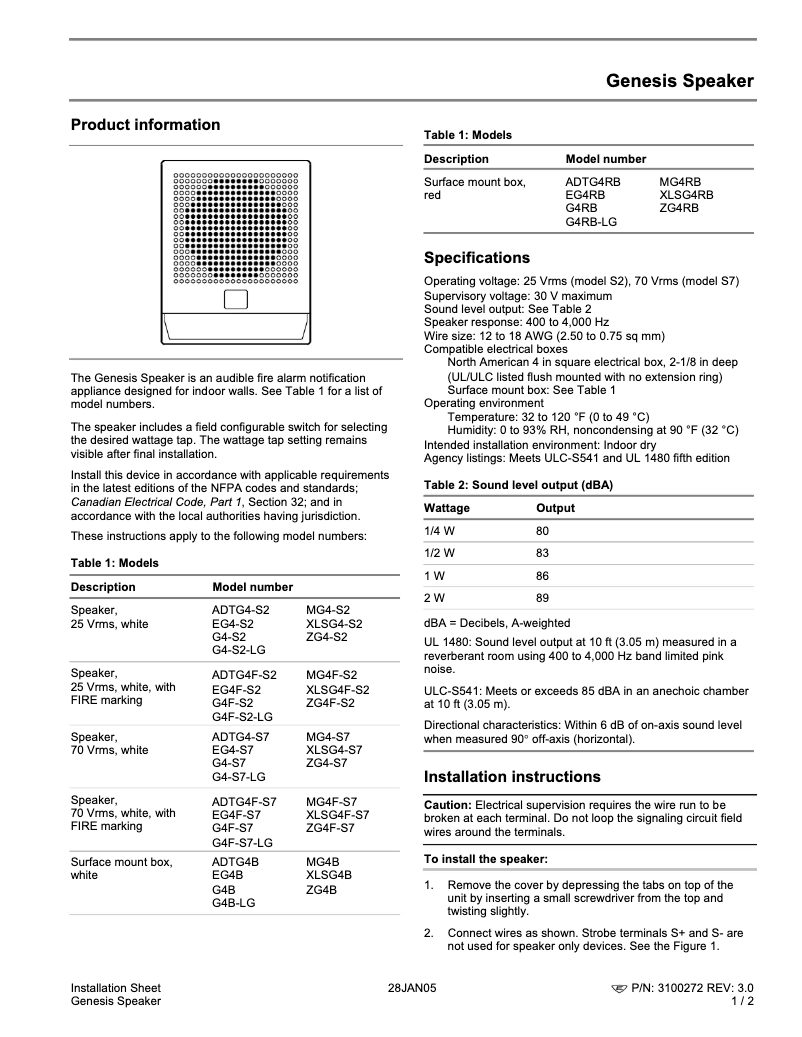 Page 1 de la notice Manuel utilisateur UTC Fire & Security Genesis EG4R-S2