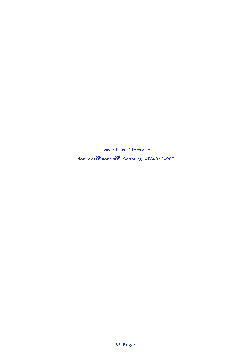 Page 1 de la notice Manuel utilisateur Samsung WT80B4200GG