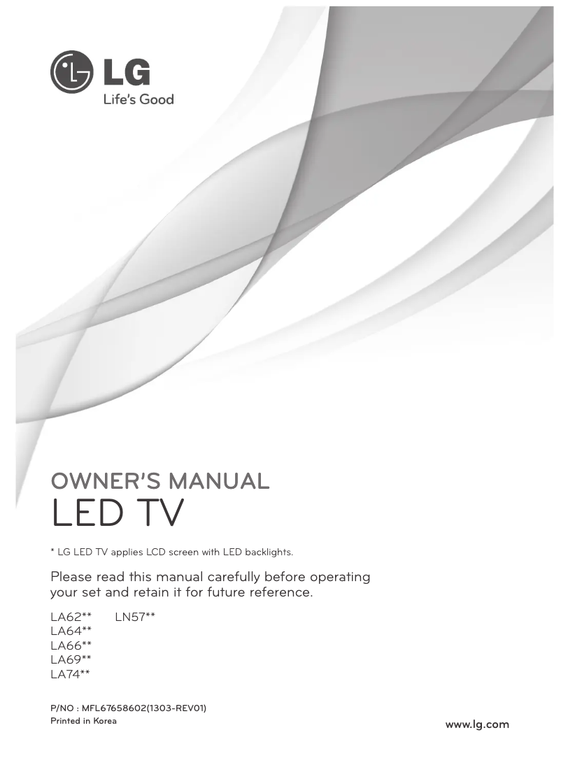 Page 1 de la notice Manuel utilisateur LG 55LA6908