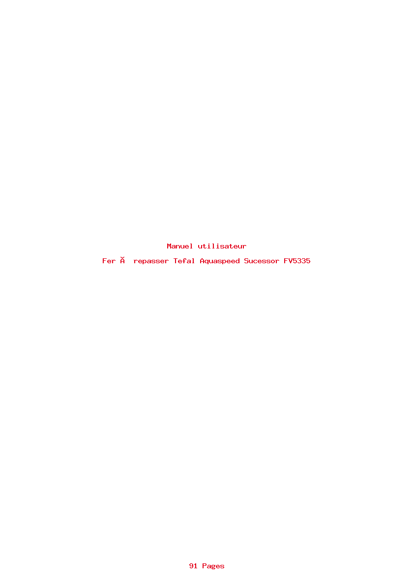 Page 1 de la notice Manuel utilisateur Tefal Aquaspeed Sucessor FV5335