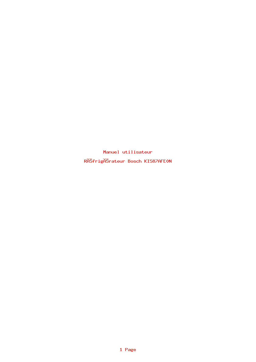 Page 1 de la notice Manuel utilisateur Bosch KIS87AFE0N