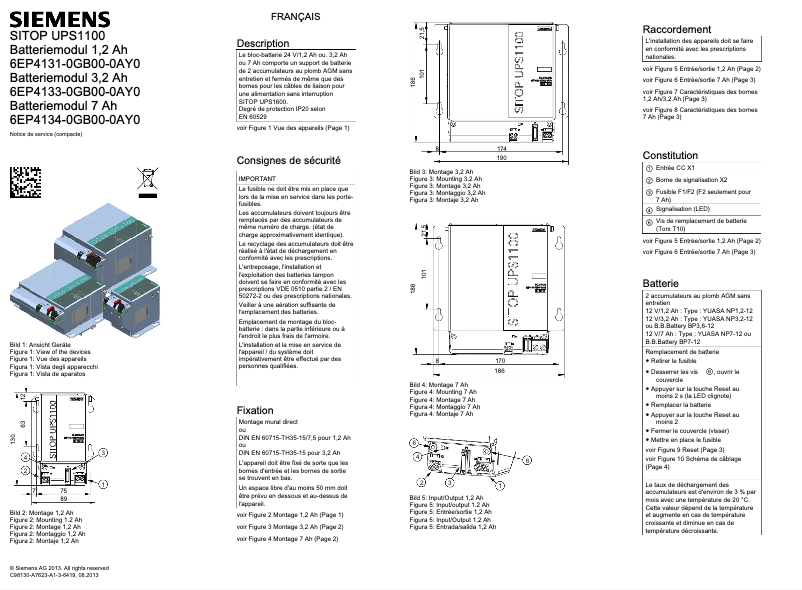 Page 1 de la notice Manuel utilisateur Siemens SITOP UPS1100