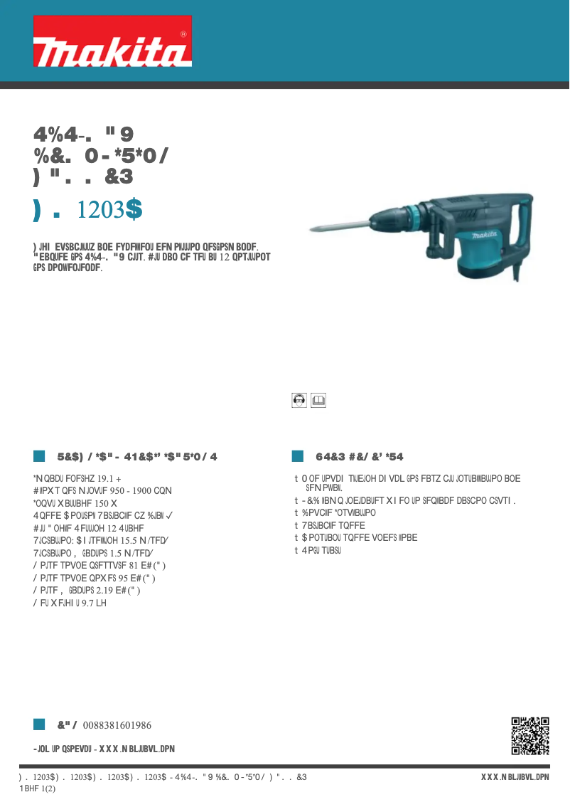 Page 1 de la notice Fiche technique Makita HM1203C