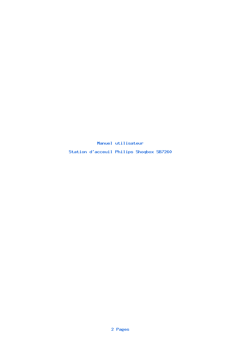 Page 1 de la notice Manuel utilisateur Philips Shoqbox SB7260