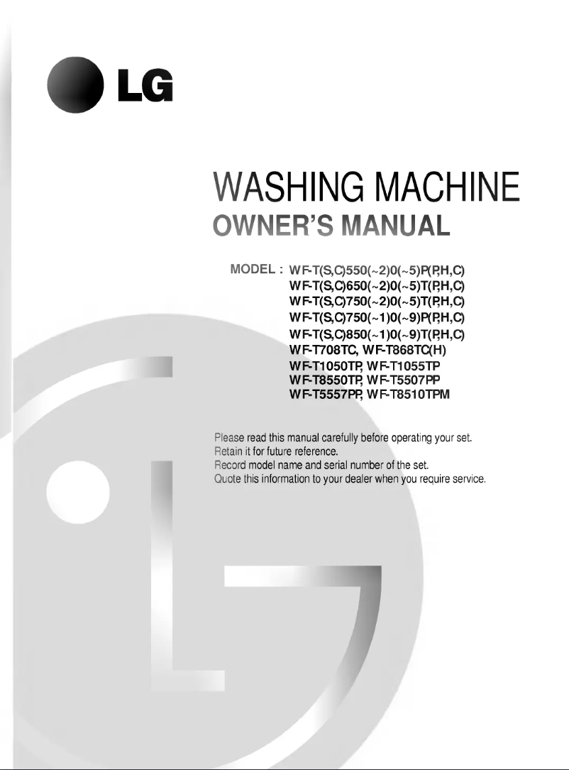 Page 1 de la notice Manuel utilisateur LG WF-T5507PP