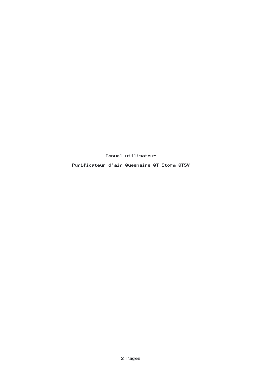 Page 1 de la notice Manuel utilisateur Queenaire QT Storm QTSV