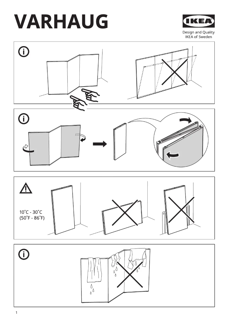Page 1 de la notice Manuel utilisateur Ikea VARHAUG 305.010.72