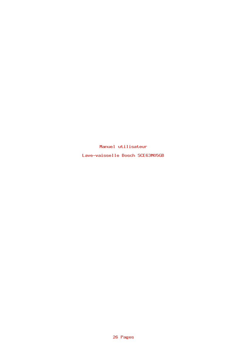 Page 1 de la notice Manuel utilisateur Bosch SCE63M05GB