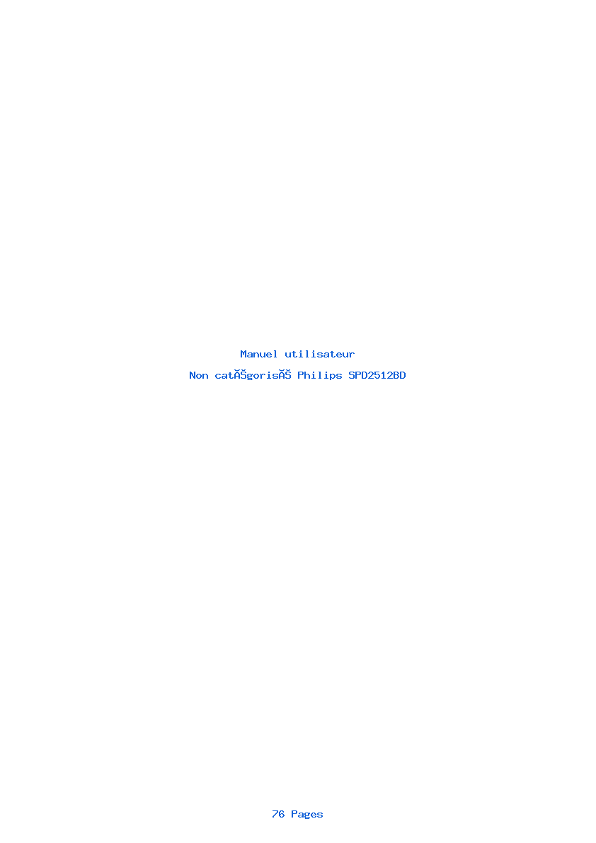 Page 1 de la notice Manuel utilisateur Philips SPD2512BD