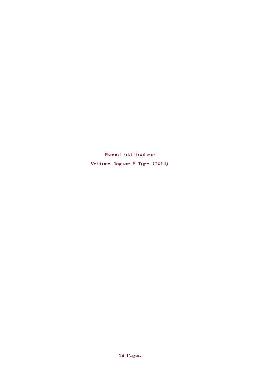 Page 1 de la notice Manuel utilisateur Jaguar F-Type (2014)