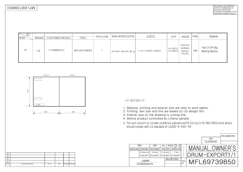 Image de la première page du manuel de l'appareil F14WM9TS1