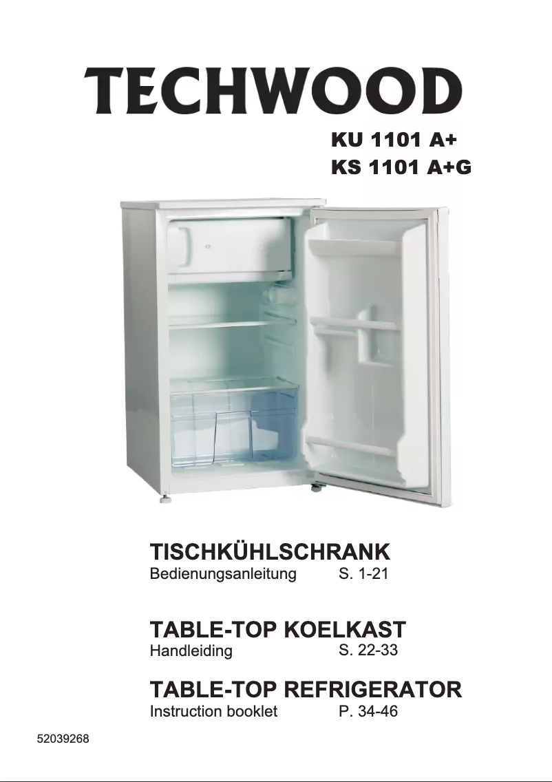 Page 1 de la notice Manuel utilisateur Techwood KU 1101 A+