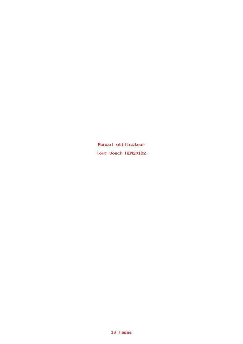Page 1 de la notice Manuel utilisateur Bosch HEN201B2