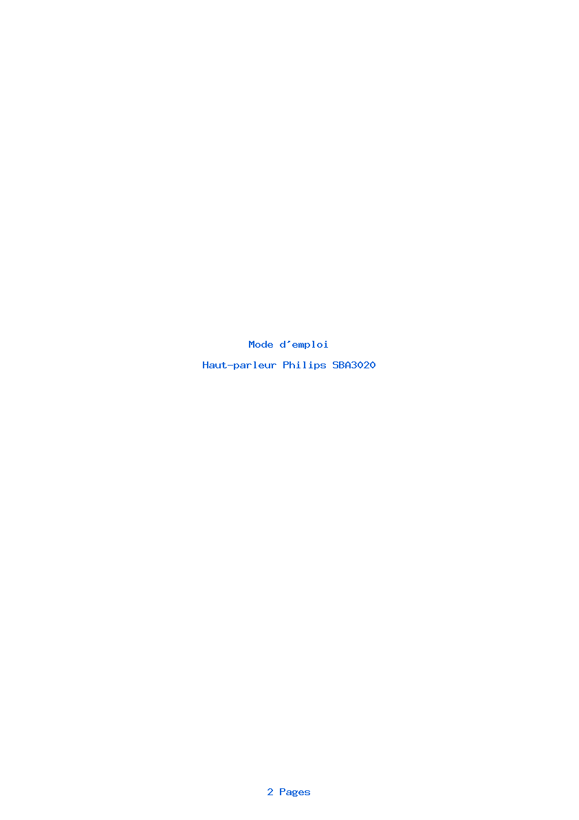 Page 1 de la notice Mode d'emploi Philips SBA3020