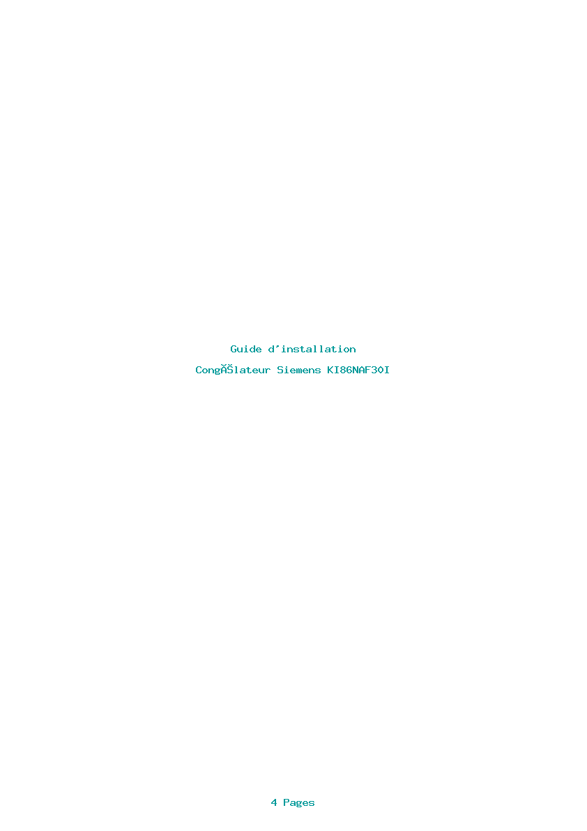 Page 1 de la notice Guide d'installation Siemens KI86NAF30I