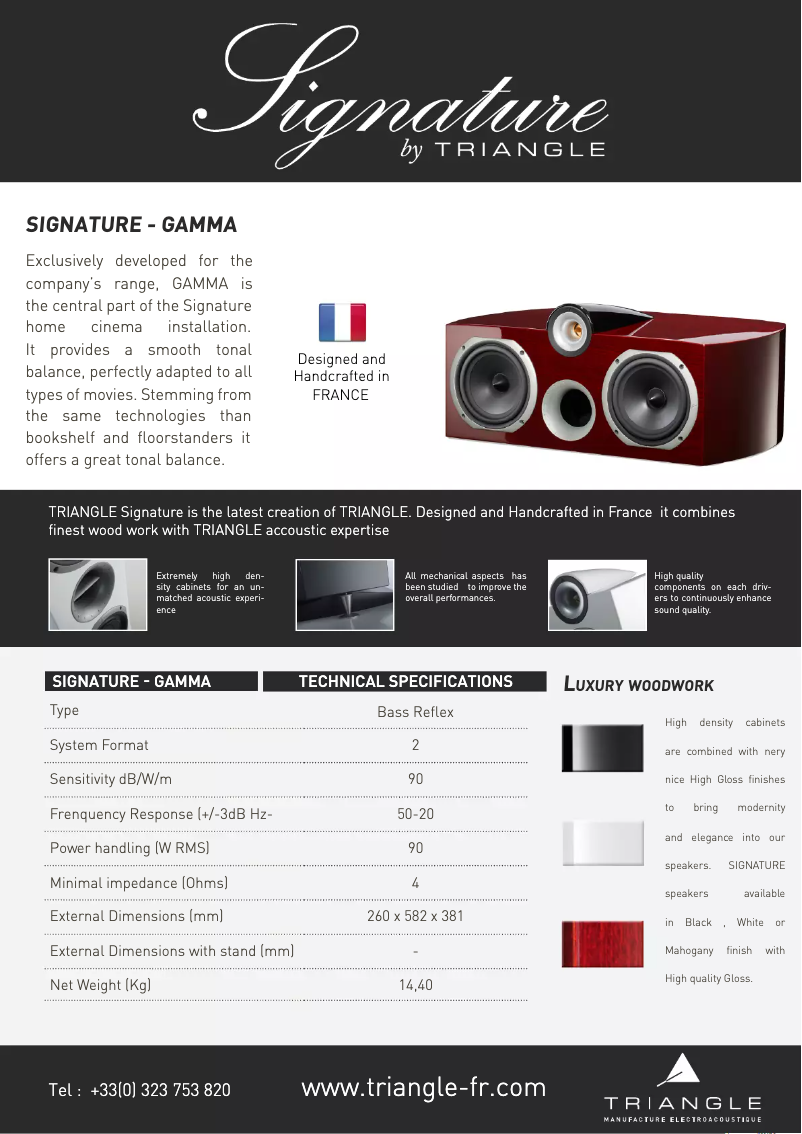 Page 1 de la notice Fiche technique Triangle Signature