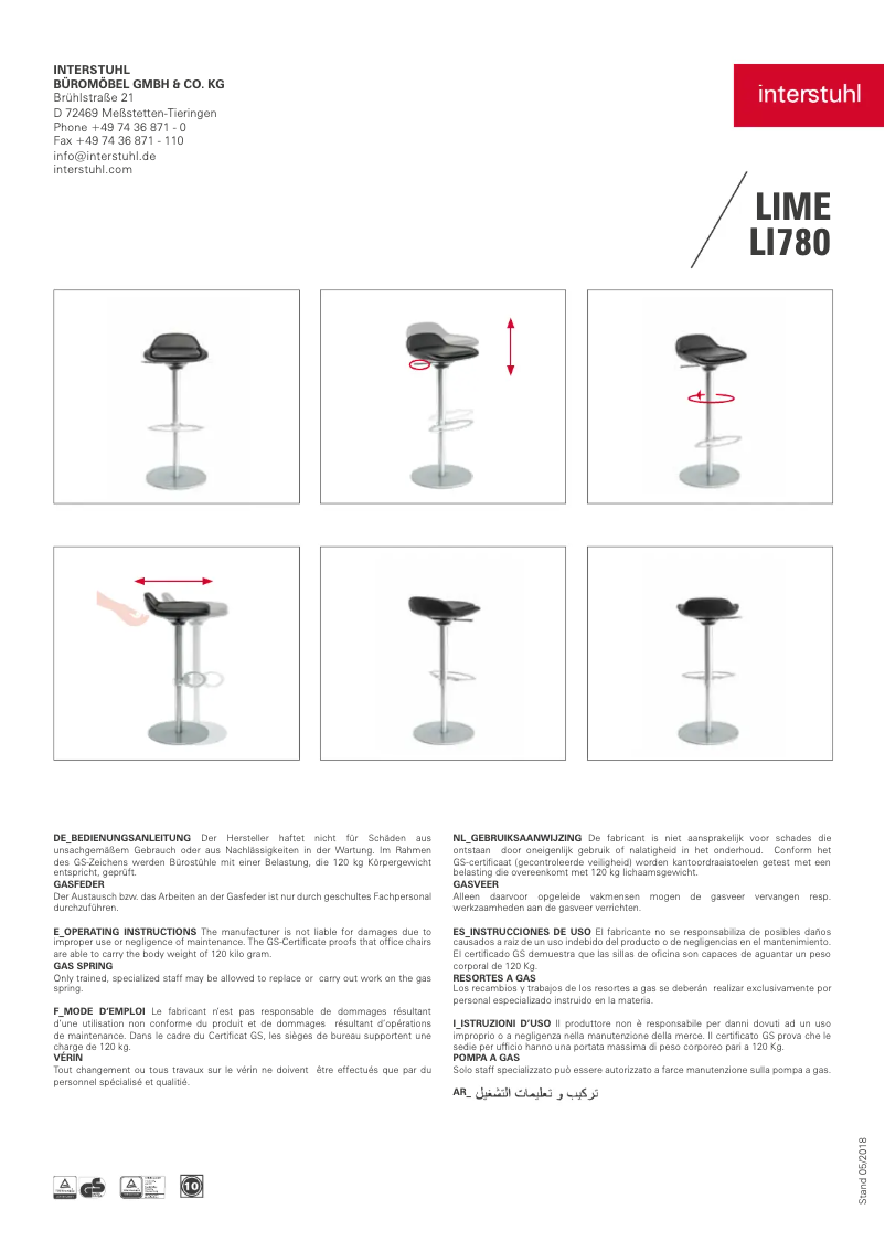 Page 1 de la notice Manuel utilisateur Interstuhl LIMEis5