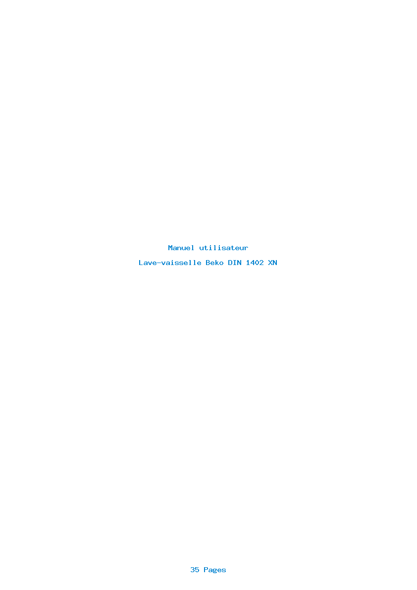 Page 1 de la notice Manuel utilisateur Beko DIN 1402 XN
