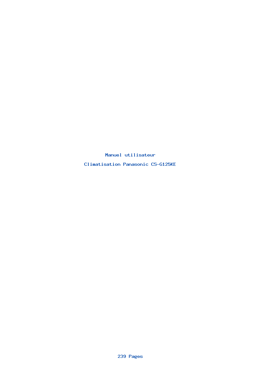 Page 1 de la notice Manuel utilisateur Panasonic CS-G125KE