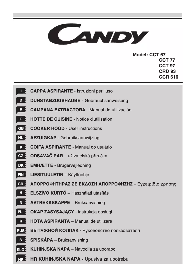 Page 1 of the manual User Manual Candy CCR 616X