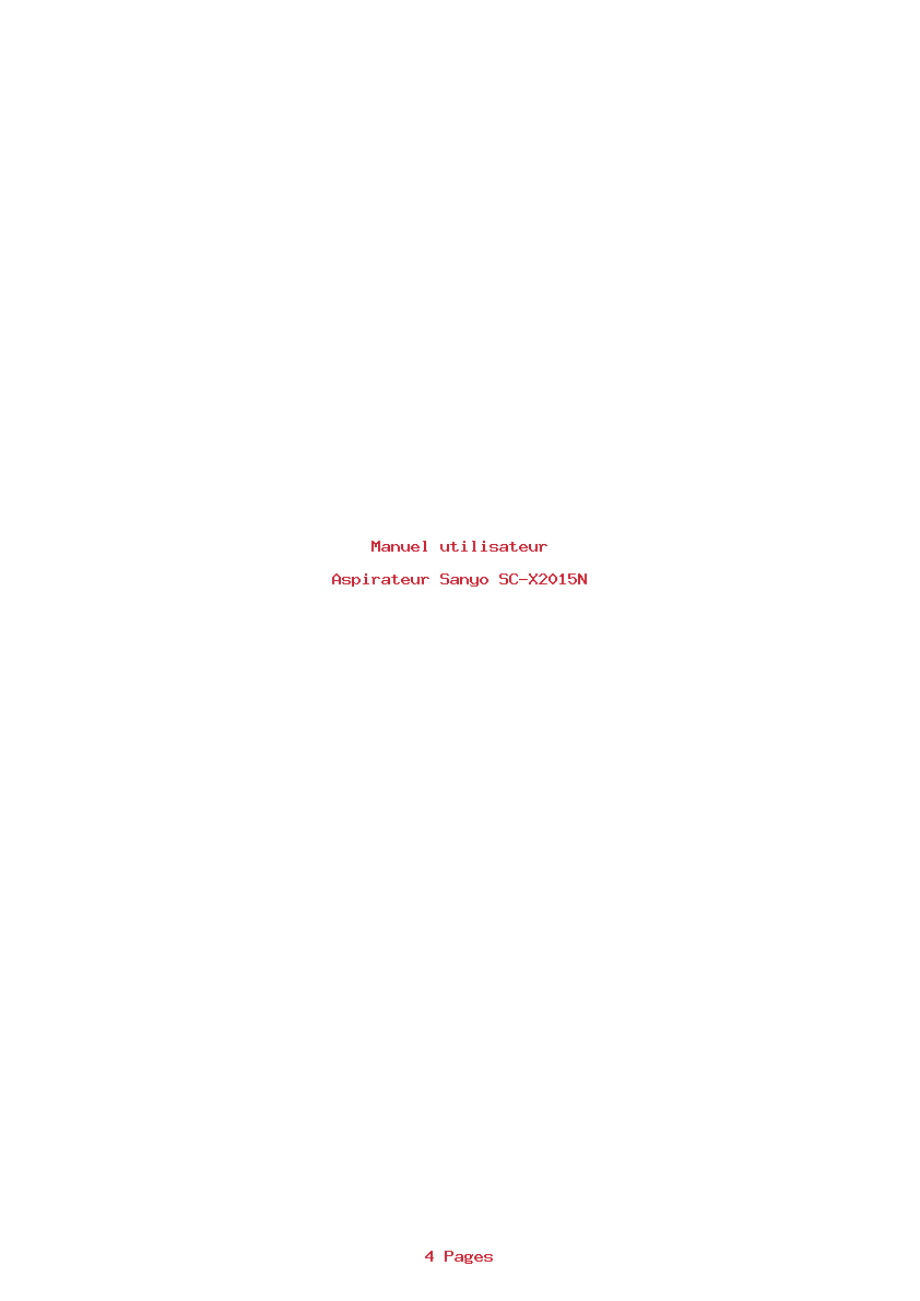 Page 1 de la notice Manuel utilisateur Sanyo SC-X2015N