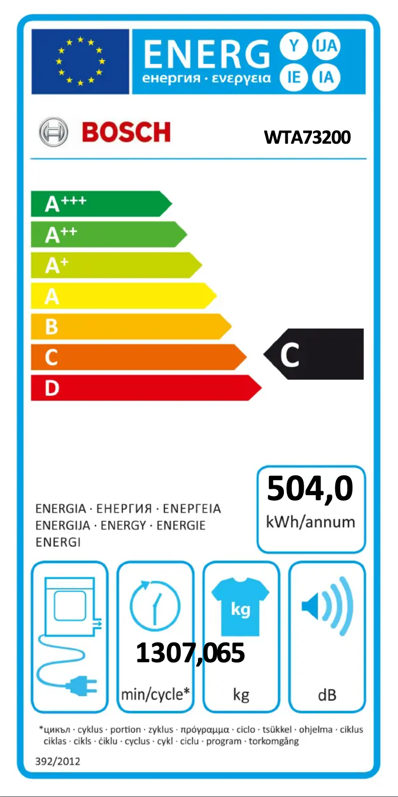 Page 1 de la notice Manuel utilisateur Bosch WTA73200