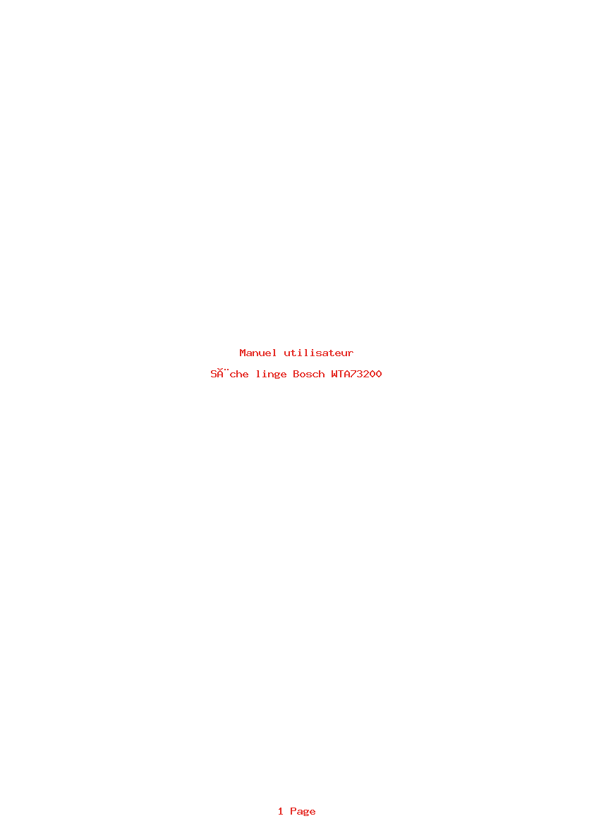 Page 1 de la notice Manuel utilisateur Bosch WTA73200