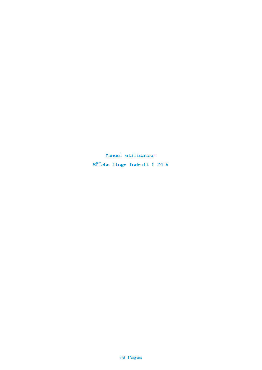 Page 1 de la notice Manuel utilisateur Indesit G 74 V