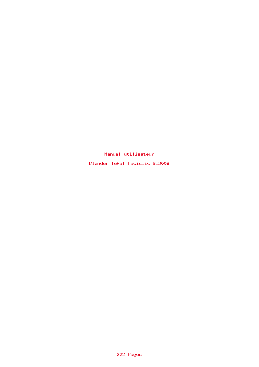 Page 1 de la notice Manuel utilisateur Tefal Faciclic BL3008