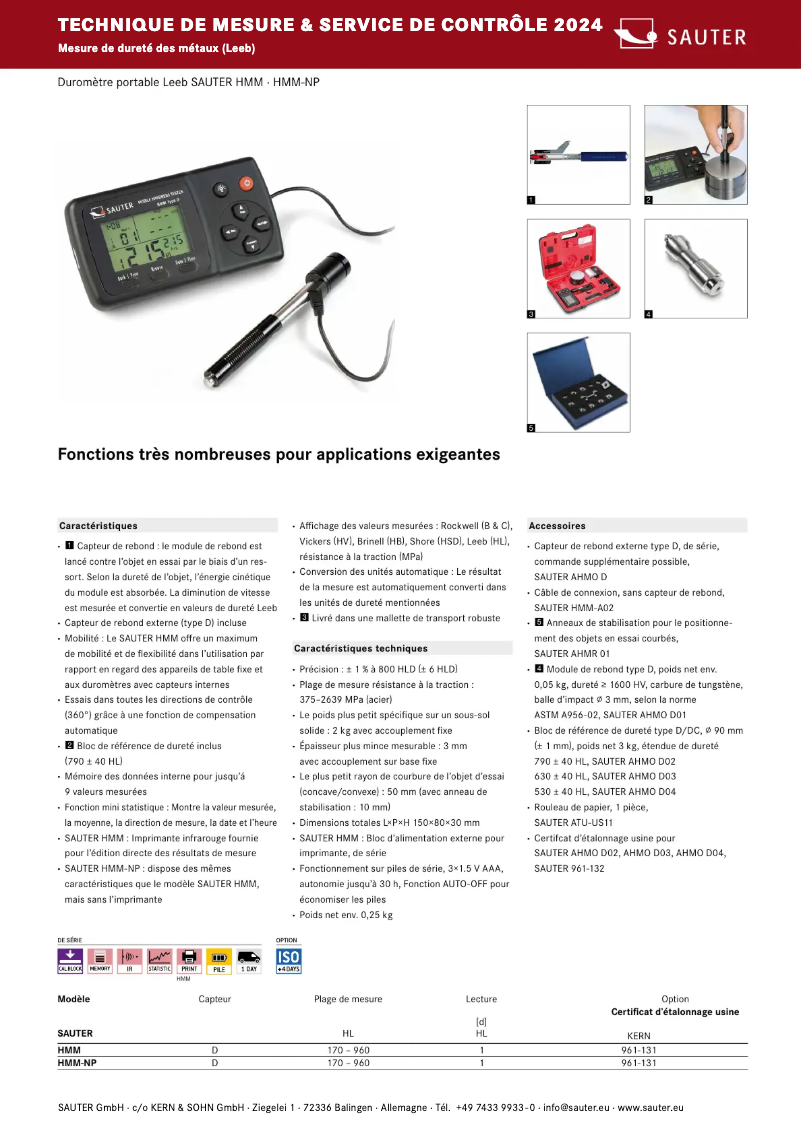 Page 1 de la notice Brochure Kern HMM-NP