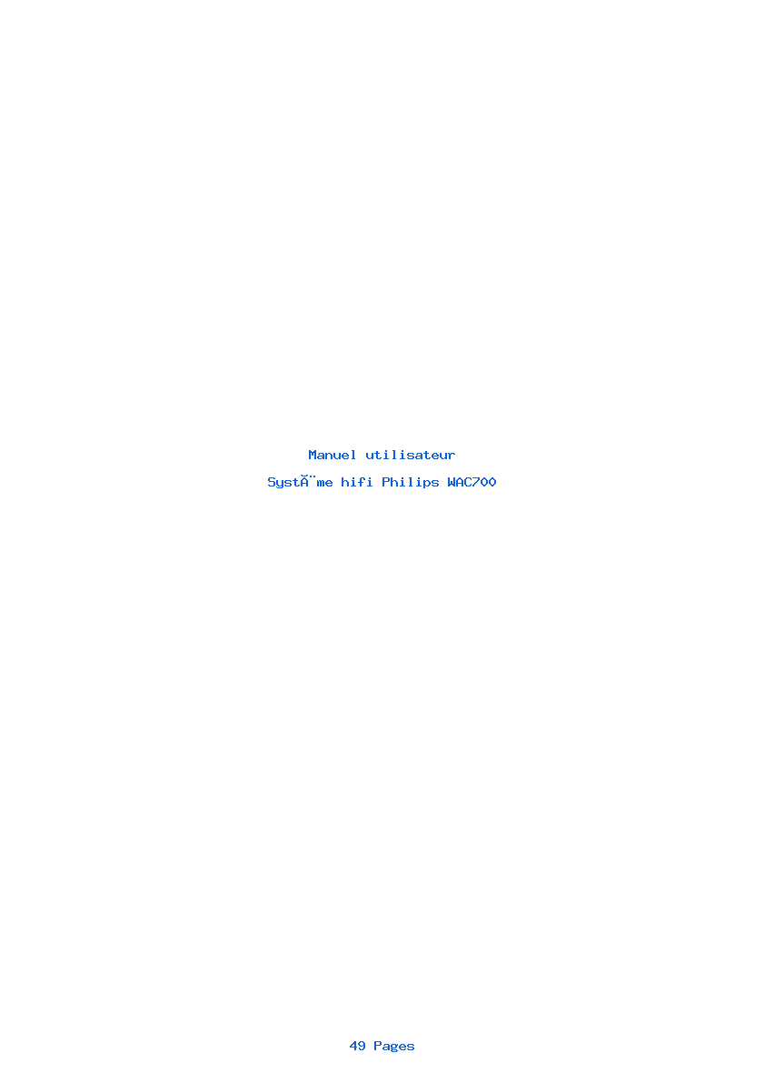 Page 1 de la notice Manuel utilisateur Philips WAC700