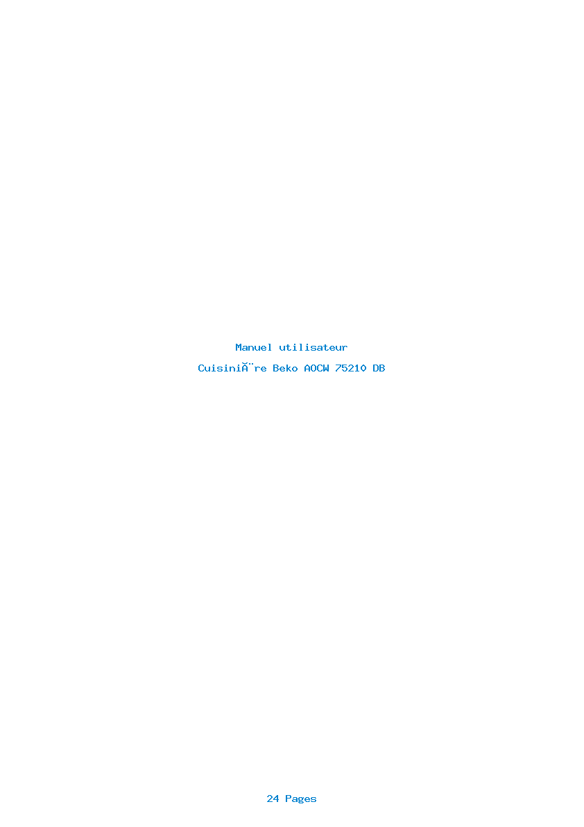Page 1 de la notice Manuel utilisateur Beko AOCW 75210 DB