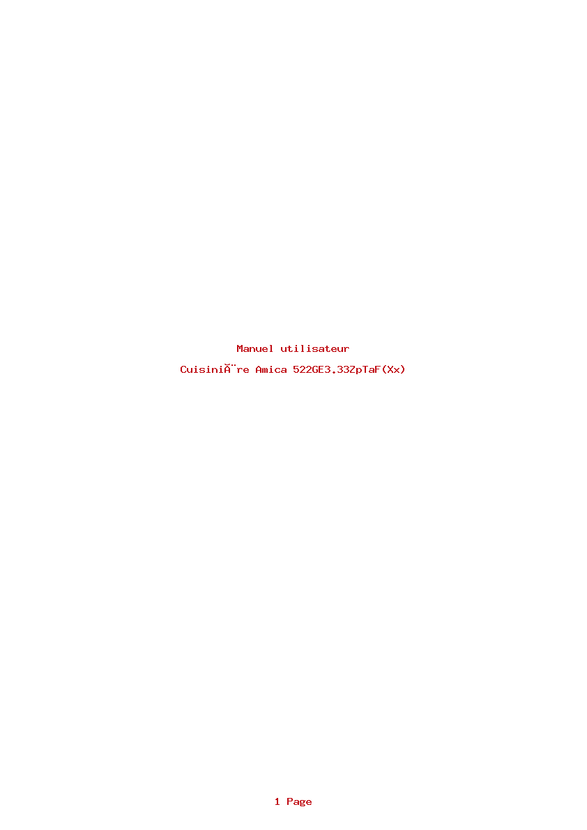 Page 1 de la notice Manuel utilisateur Amica 522GE3.33ZpTaF(Xx)