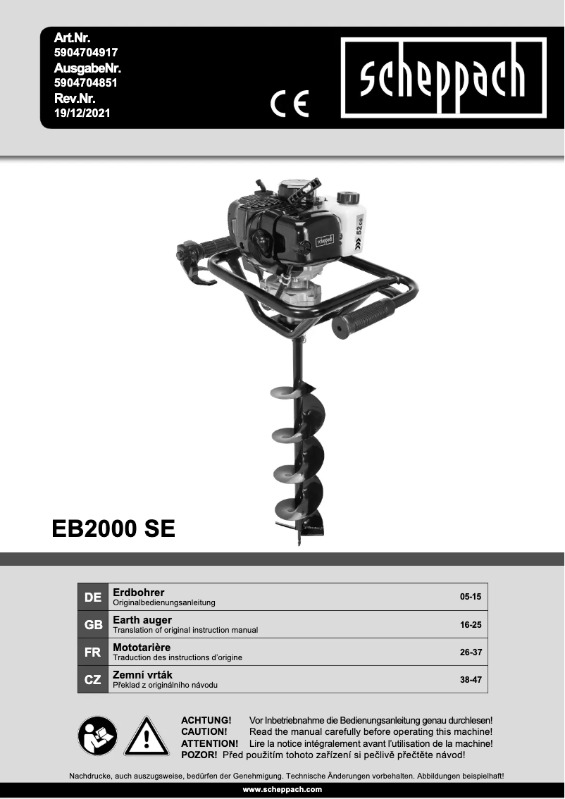 Page 1 de la notice Manuel utilisateur Scheppach EB2000