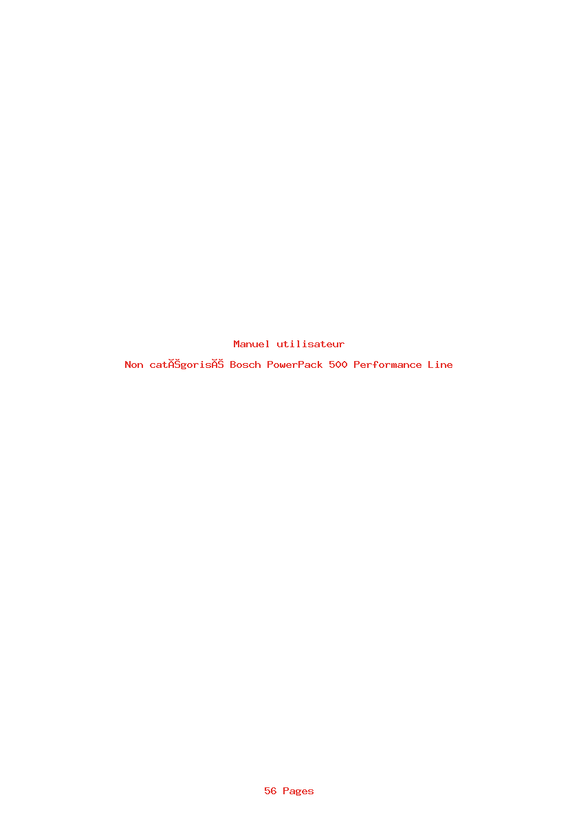 Page 1 de la notice Manuel utilisateur Bosch PowerPack 500 Performance Line