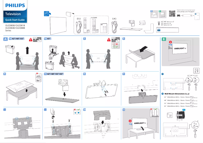 Page 1 de la notice Guide de démarrage rapide Philips 55OLED818