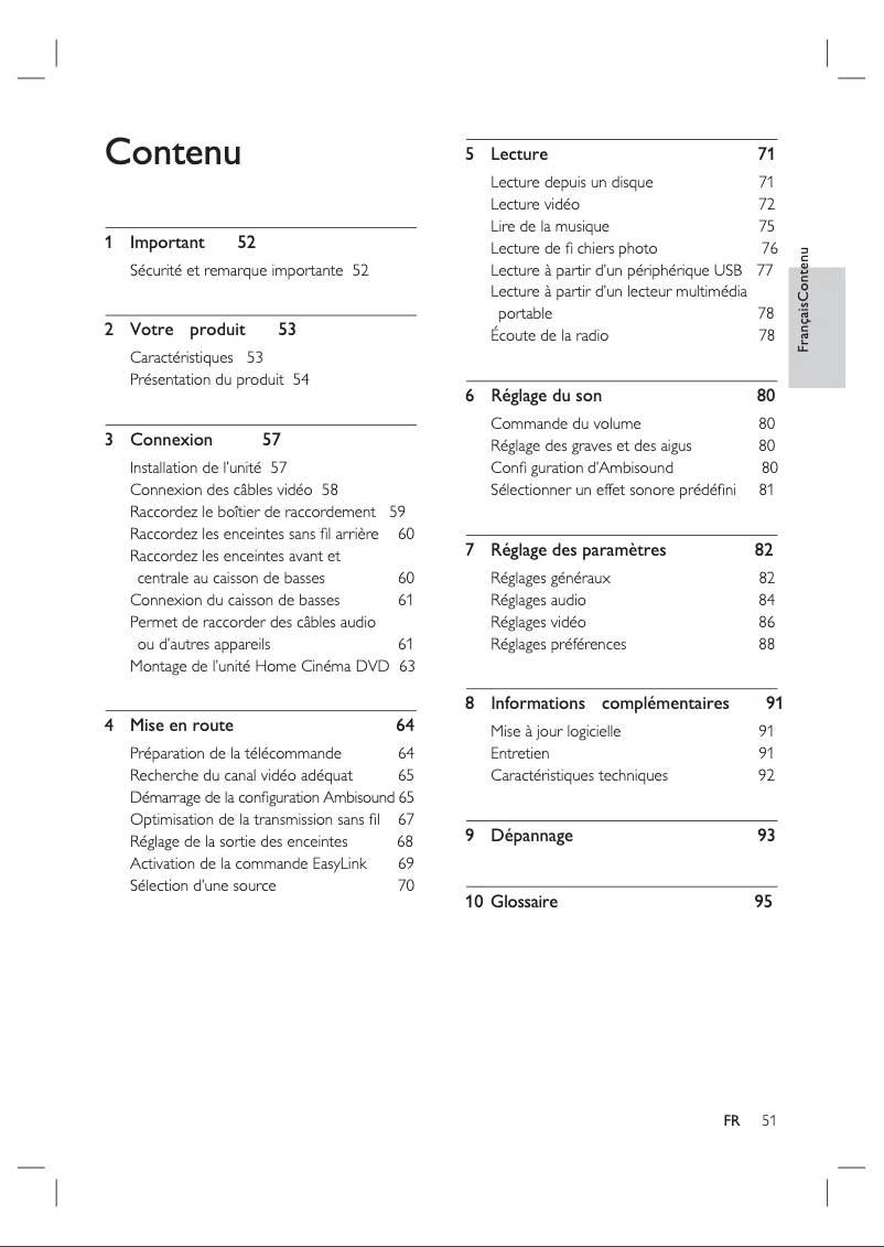 Page 1 de la notice Manuel utilisateur Philips Cineos HTS9810