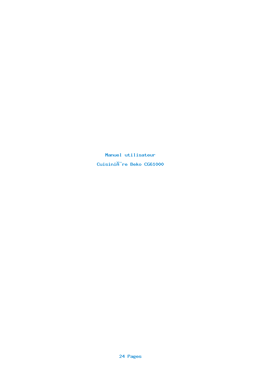 Page 1 de la notice Manuel utilisateur Beko CG61000