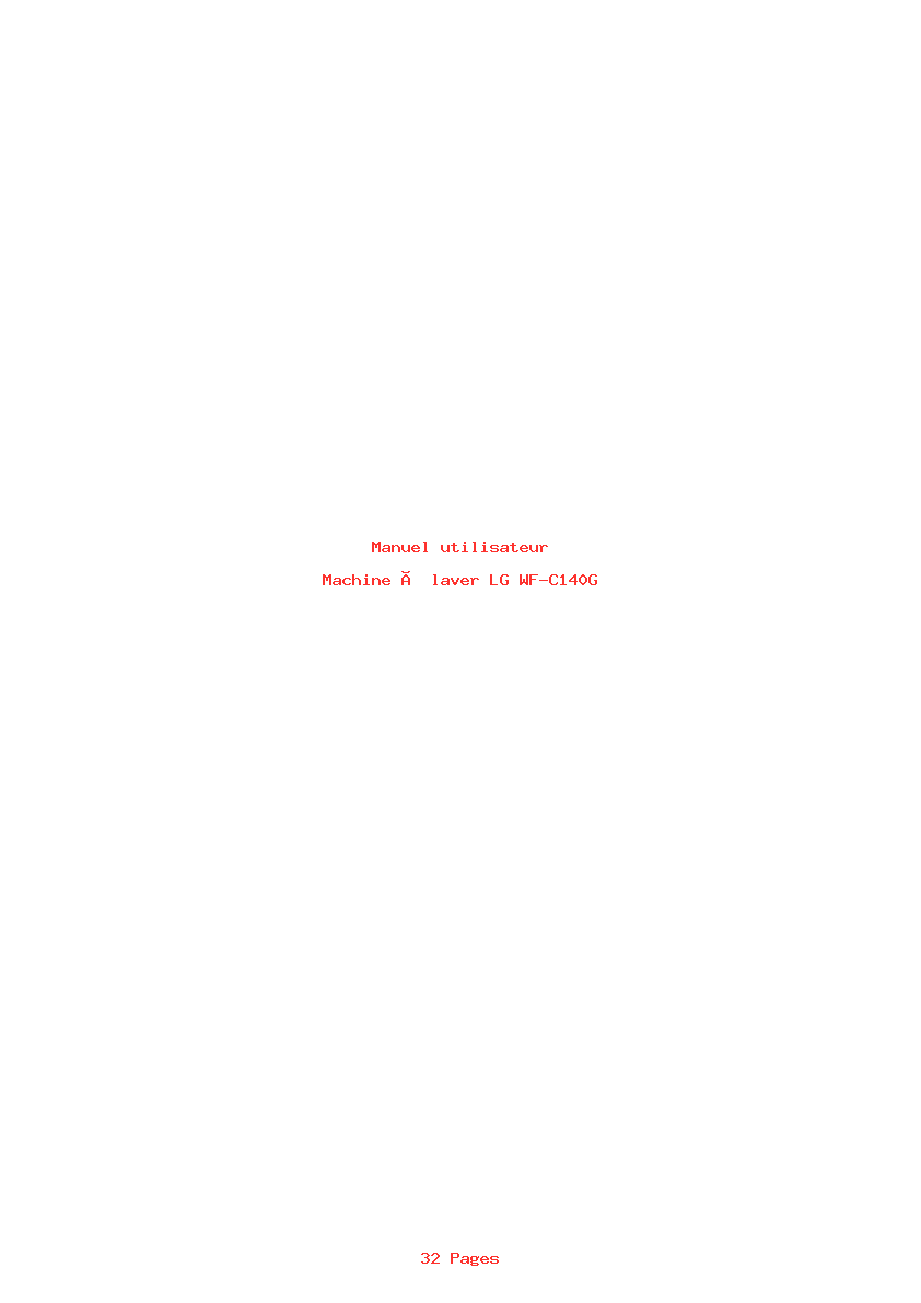 Page 1 de la notice Manuel utilisateur LG WF-C140G