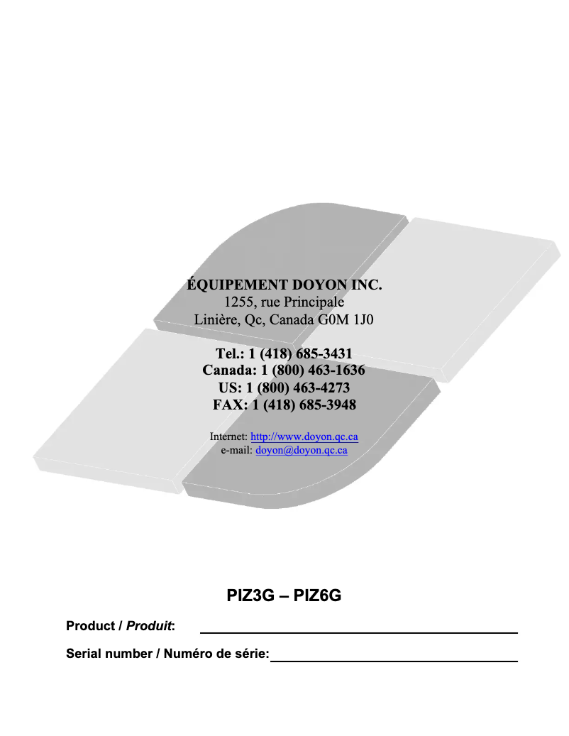 Página 1 del manual Manual de usuario Doyon PIZ6G