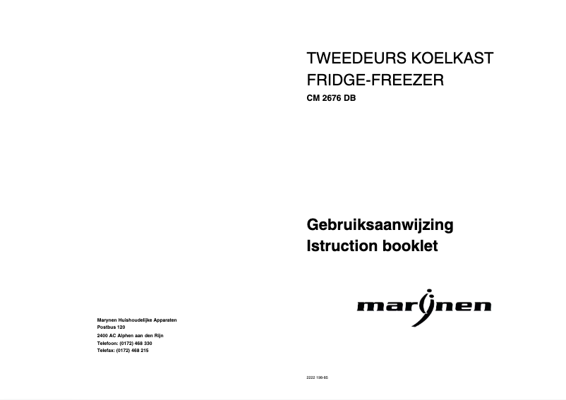Page 1 de la notice Manuel utilisateur Marijnen CM 2676 DB